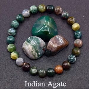 💎4/$20💎Indian Agate Beaded Bracelet - Multicolor Natural Stone